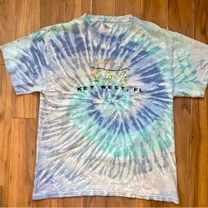 Vintage Hanes Heavyweight Tie Dye Key West FL Lizard Graphic Tee M